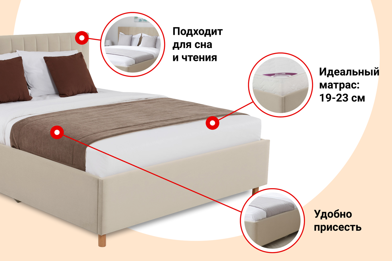 Кровать с подъёмным механизмом Garda 180х200 см - фото 9 - id-p106849073