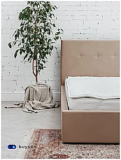 Двуспальная кровать buyson BuyDream 200х140 с подъемным механизмом, бежевая микровелюр, фото 3