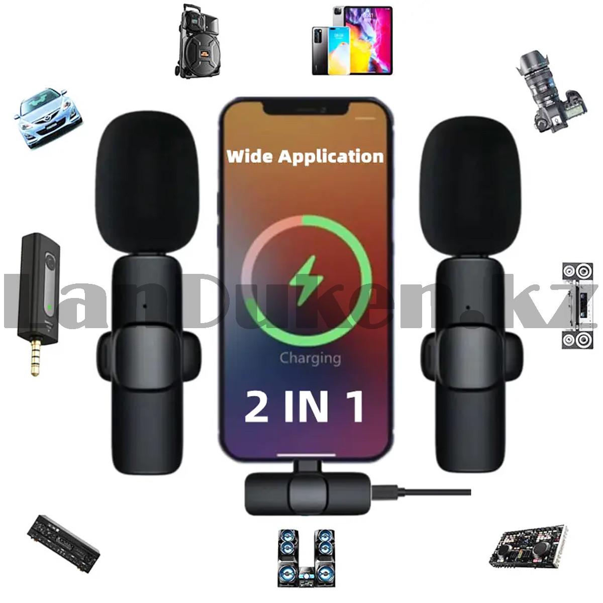 Петличный микрофон беспроводной 2в1 Lightning K9 черный в интернет ...
