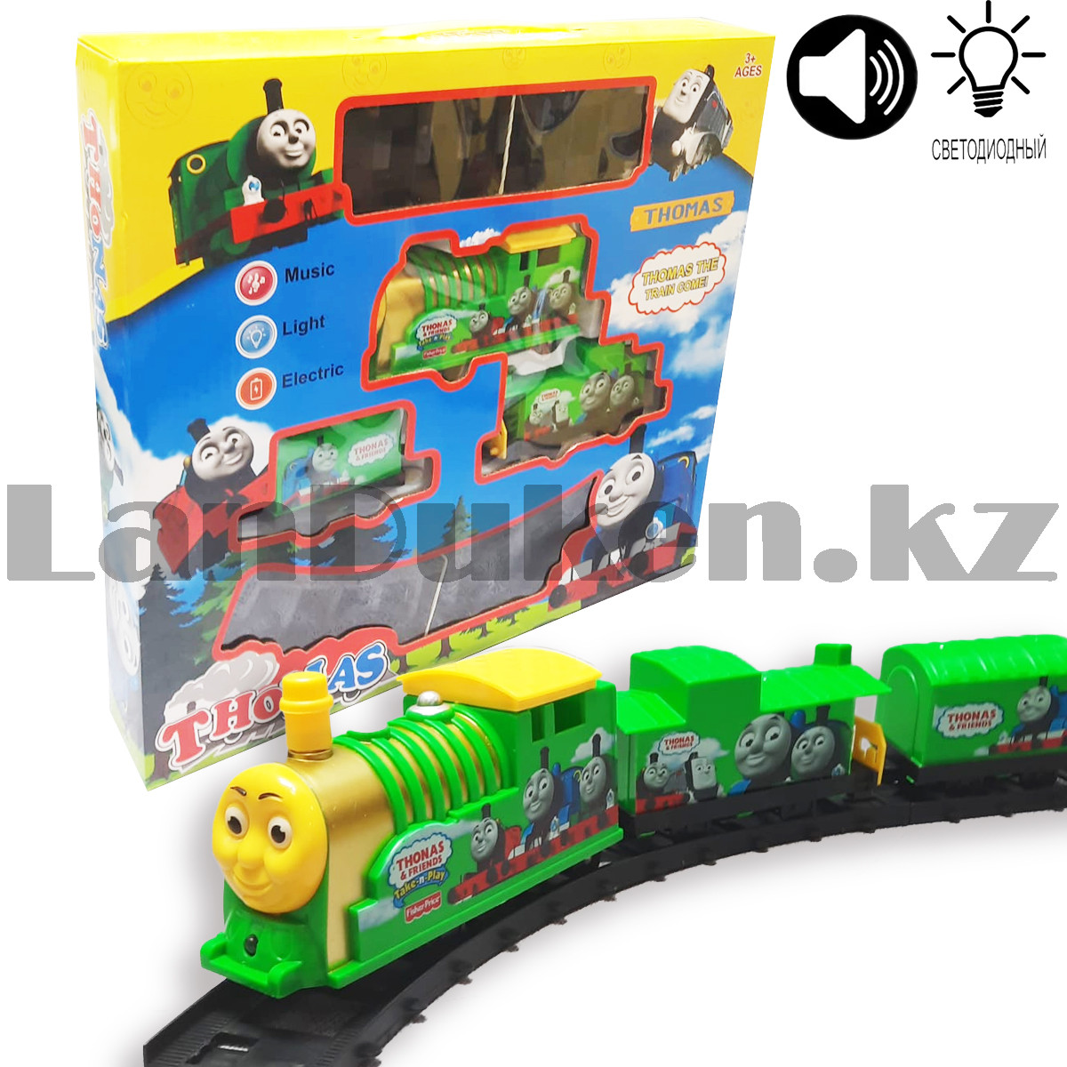 Железная дорога c подсветкой и звуком поезда Tomas Train 8014A 36*33*6 см пластик - фото 1 - id-p106878606