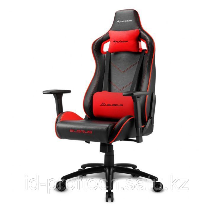Игровое кресло Sharkoon Elbrus 2 Black-Red Синтетическая кожа, Газлифт 4, подлокотник 3D - фото 1 - id-p106879589