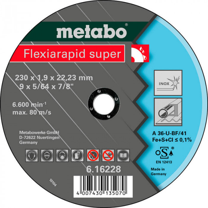 Отрезной диск Metabo 230 х 1,9 х 22,23 А 36 - фото 1 - id-p106908038