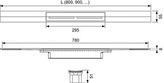 Профиль для душа TECEdrainprofile 80 см, сатин
