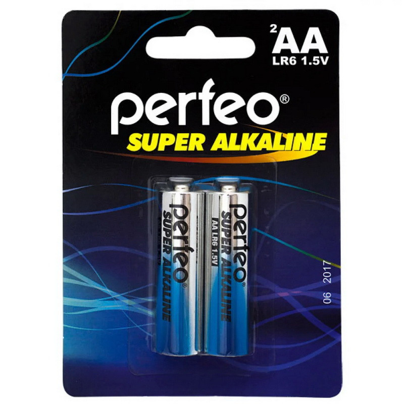 Батарейка алкалиновая Perfeo Super Alkaline, AА, LR6-BL2, 1.5В, блистер, цена за 1 шт.