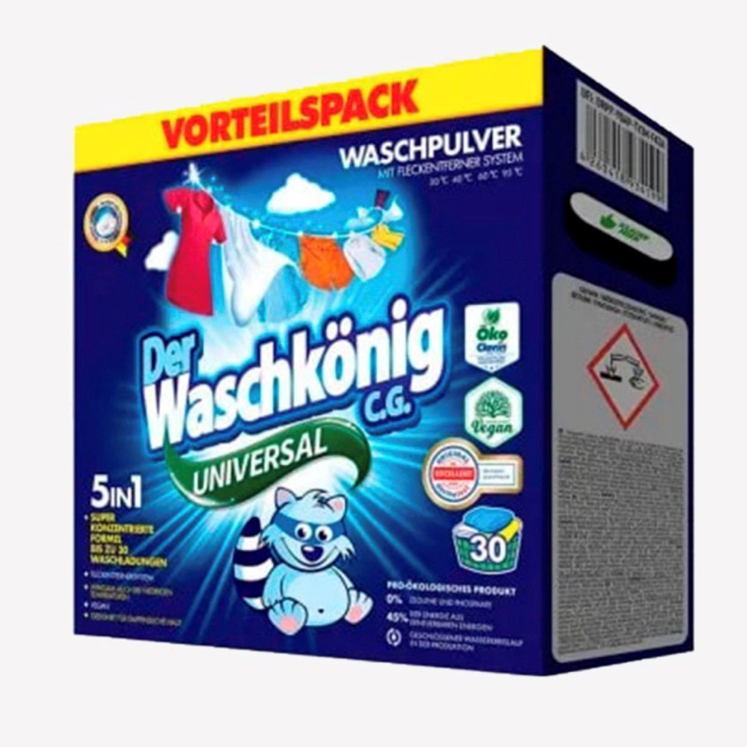 Универсальный стиральный порошок Der Waschkonig C.G. Universal (картон) 1,95 кг - фото 1 - id-p106929171