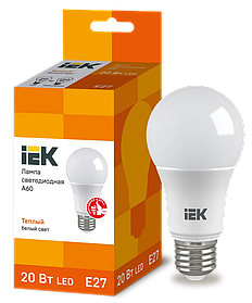 Лампа светодиодная A60 шар 20Вт 230В 3000К E27 IEK.