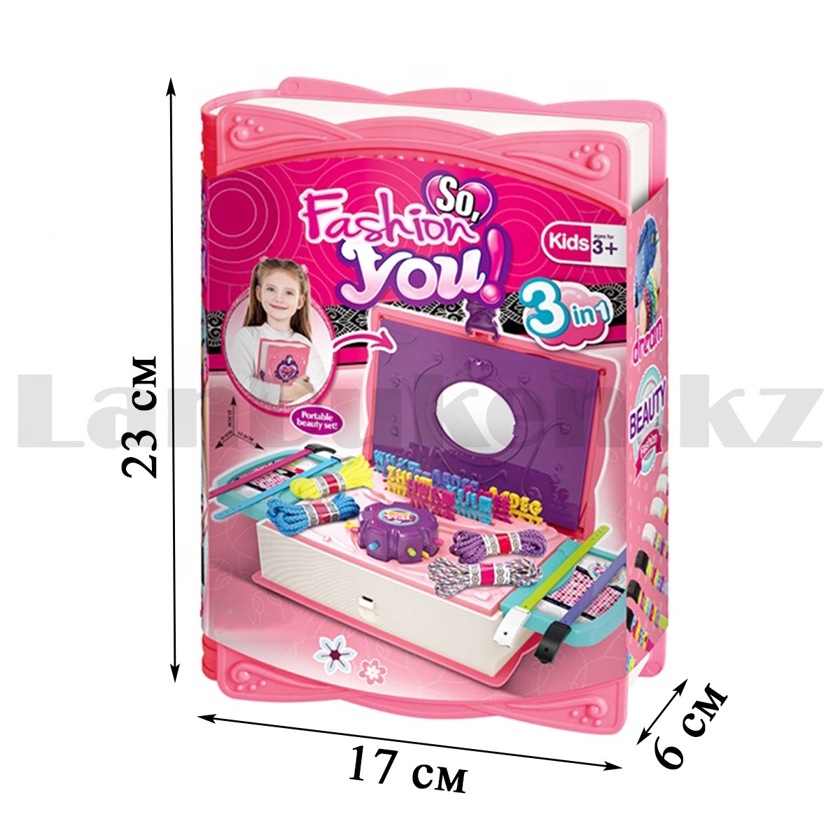 Детский набор для плетения браслетов в виде книги 3 в 1 KL7525 розовый - фото 2 - id-p106929245
