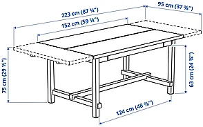 Стол раздвижной НОРДВИКЕН морилка антик 152/223x95 см ИКЕА, IKEA, фото 2