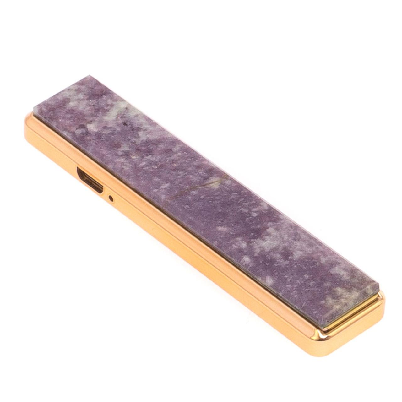 Электронная зажигалка камень лепидолит с проводом зарядки USB / Подарочная зажигалка / Электрическая - фото 1 - id-p106929993