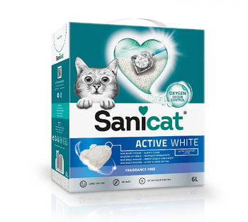 Sanicat Active White FRAGRANCE FREE наполнитеь для кошек без запаха, 6л