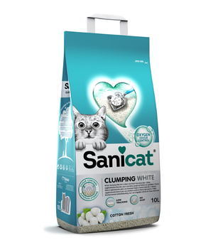Sanicat Clumping White COTTON FRESH наполнитель для кошек с запахом свежего хлопка, 10л