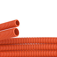 Труба ПНД гибкая гофр. д.25мм, лёгкая без протяжки, 50м, цвет оранжевый