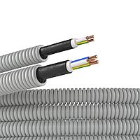 Электротруба ПВХ гибкая гофр. д.20мм, цвет серый, с кабелем ВВГнг(А)-LS 3х2,5мм² РЭК "ГОСТ+", 100м