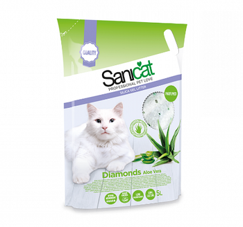 Sanicat Diamonds ALOE VERA силикагелевый наполнитель с запахом алоэ-вера, 5л