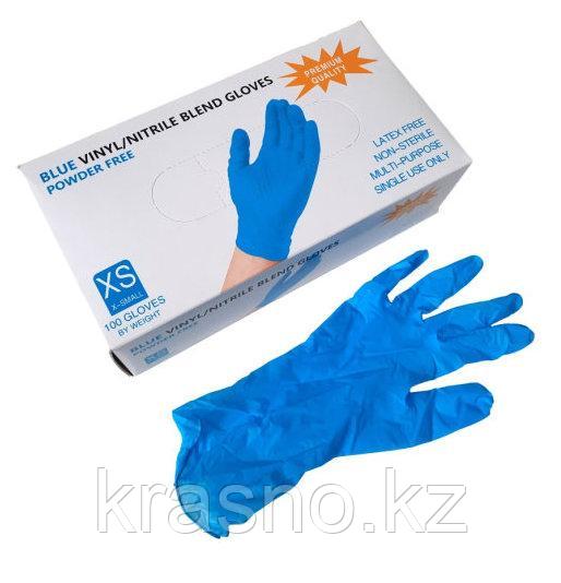 Перчатки XS 100шт винило-нитрил Blend Gloves голубые