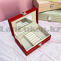 Шкатулка для украшений прямоугольная 116 красного цвета