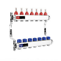 Коллекторные группы 1", 7 x 3/4"EK Varmega из нержавеющей стали с расходомерами и регулирующими клапанами