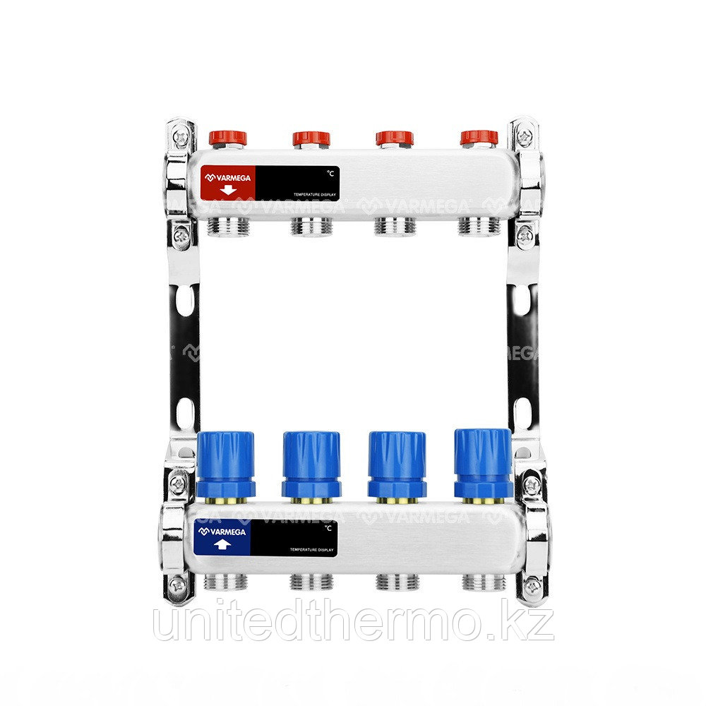 Коллектор 1", 4 x 3/4"EK из нержавеющей стали с регулирующими и балансировочными клапанами Varmega - фото 2 - id-p106964383