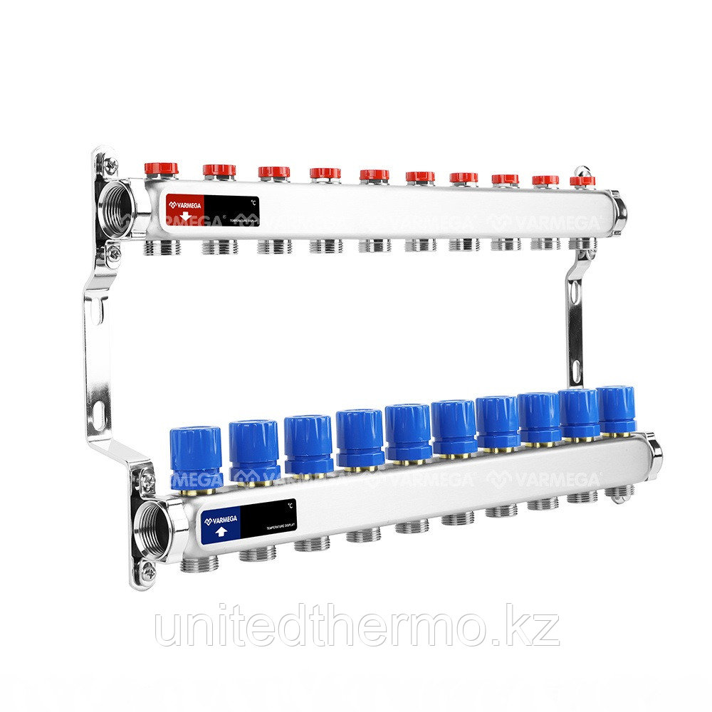 Коллектор 1", 10 x 3/4"EK из нержавеющей стали с регулирующими и балансировочными клапанами Varmega