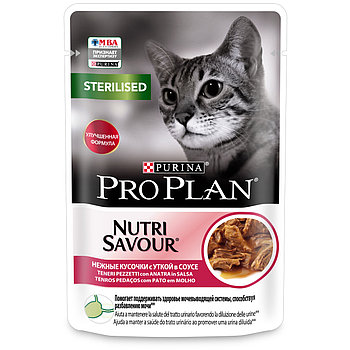 Pro Plan STERILISED для стерилизованных кошек с уткой в соусе, 85гр