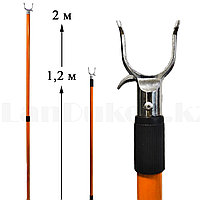 Палка-съёмник с крюком телескопическая раздвижная металлическая 1,12 м - 2 м оранжевая