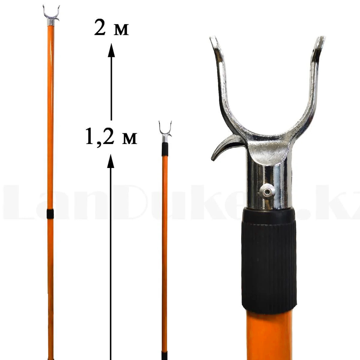 Палка-съёмник с крюком телескопическая раздвижная металлическая 1,12 м - 2 м оранжевая - фото 1 - id-p106964870