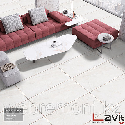 Керамогранит LAVIT TILE - RS 5002 White (рельеф), 600x1200 мм, фото 1