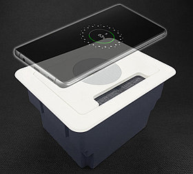 Shelbi FZ510W2 Настольный бокс на 4 модуля, с беcпроводной зарядкой, белый