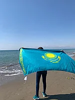Флаг Республики Казахстан уличный, размер 1*2 м, политекс, шелкография