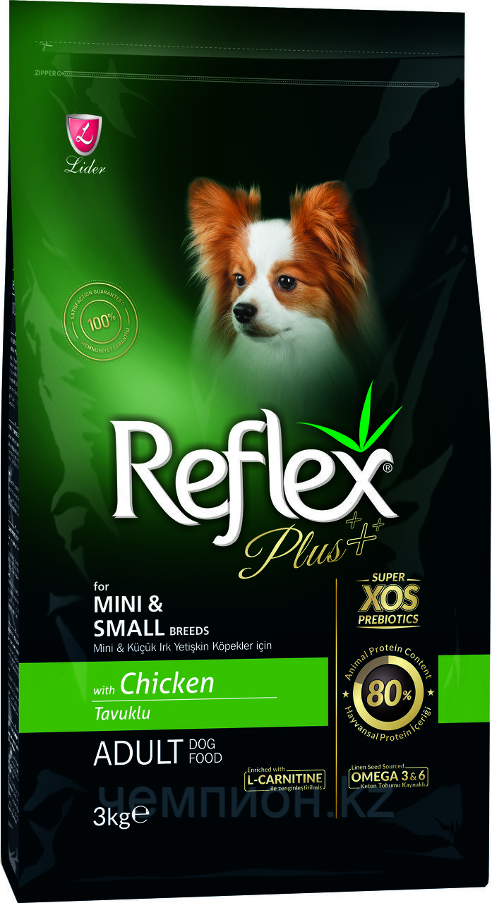 Reflex Plus Adult small mini chicken, корм для взрослых собак мелких пород с курицей, уп.3кг.