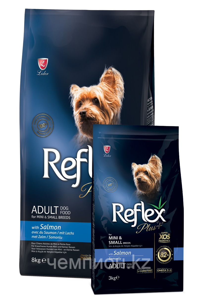 Reflex Plus Adult small&mini salmon, корм для взрослых собак мелких пород с лососем, уп.3кг.