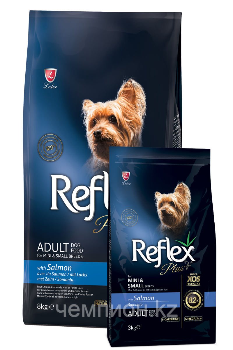 RFX-124 Reflex Plus Adult small&mini salmon, корм для взрослых собак мелких пород с лососем, уп.8кг.