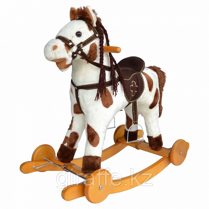 Качалка-лошадка Pituso с колёсами Белый с коричневыми пятнами