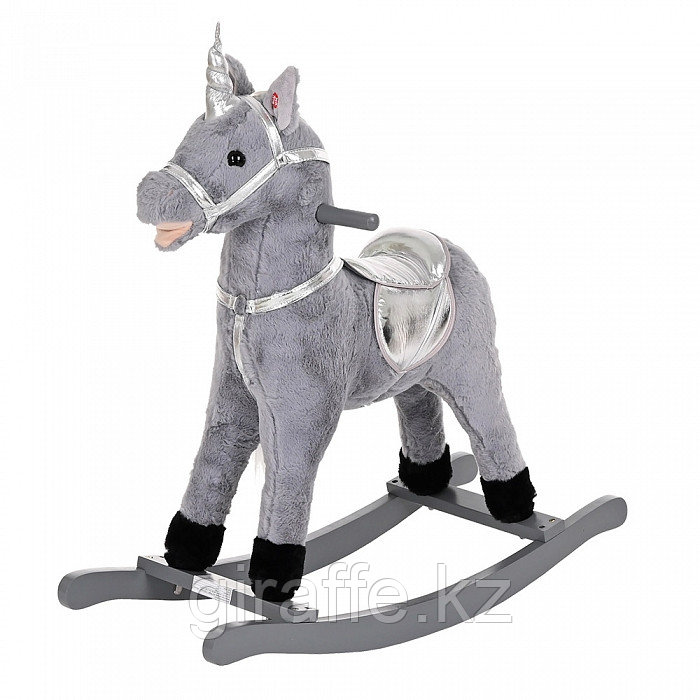 Качалка-лошадка Pituso длинная грива Единорог серый - фото 2 - id-p106968606