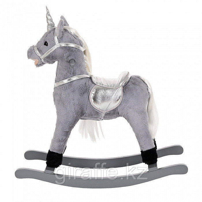 Качалка-лошадка Pituso длинная грива Единорог серый - фото 3 - id-p106968606