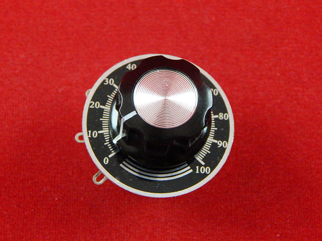 Потенциометр WTH118-1A, 2Вт, 470кОм, с ручкой и шкалой, фото 2