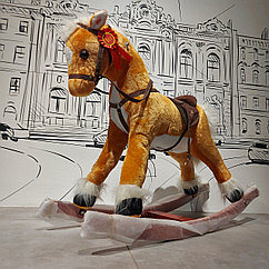 Оригинальная большая музыкальная лошадка-качалка для детей.