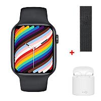 Смарт-часы 3 в 1 Apple Watch 8 GR100 3 цвета + AirPods + тканный ремешок