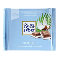 Ritter Sport шоколад молочный с кокосовой начинкой, 100 гр