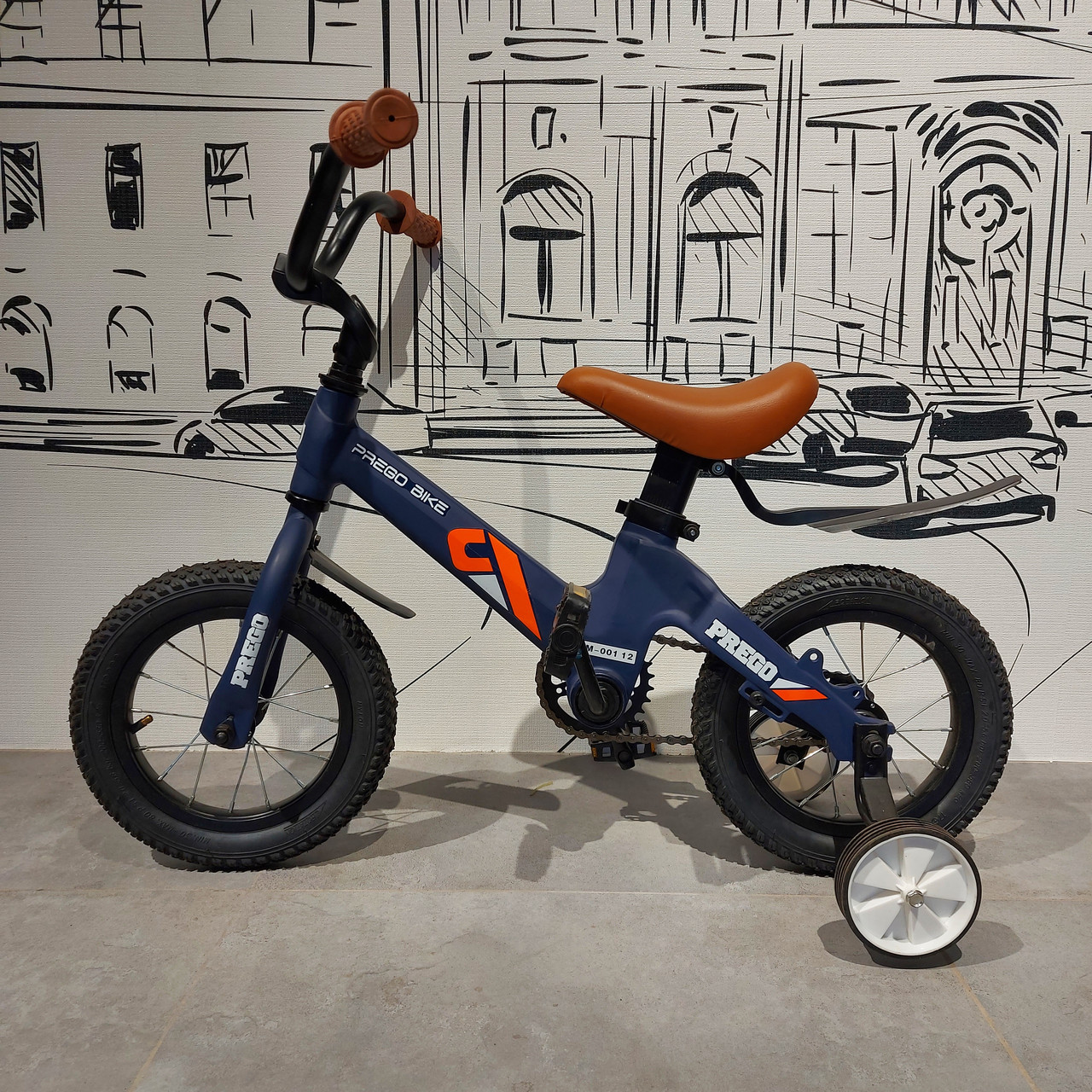 Легкий детский двухколесный велосипед "Prego" 12" колеса с боковыми поддерживающими колесами. Синий. - фото 6 - id-p106976659