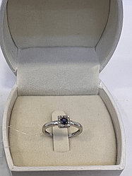 Кольцо с бриллиантами и сапфиром / 17,5 размер ( ул.Жолдасбекова 9а)