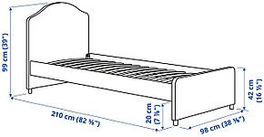 кровать с обивкой ХАУГА 90х200 бежевый ИКЕА, IKEA, фото 3