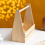 Кашпо деревянное 30×14×30 см "Таёжный", двухреечное, с ручкой, натуральный Дарим Красиво, фото 2