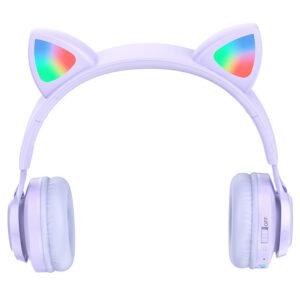 Hoco W39 Cat ear беспроводные наушники для детей, Фиолетовые - фото 2 - id-p106979086