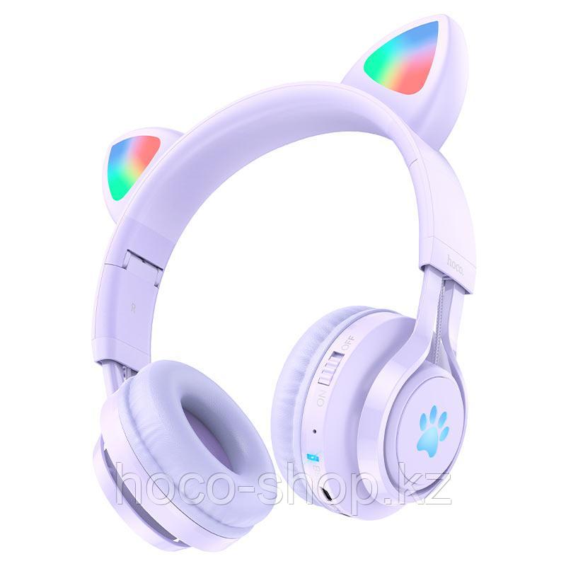 Hoco W39 Cat ear беспроводные наушники для детей, Фиолетовые