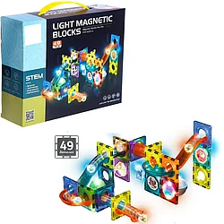Конструктор магнитный «Light Magnetic Blocks» с подсветкой, 49 деталей