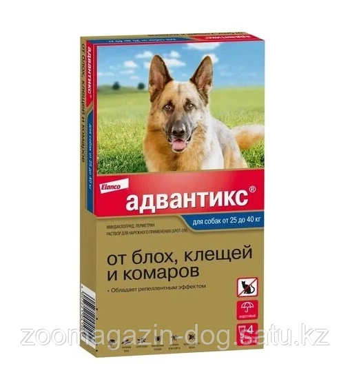 АДВАНТИКС для щенков и собак 25-40кг капли от блох, клещей и комаров, 4мл - фото 1 - id-p106980742