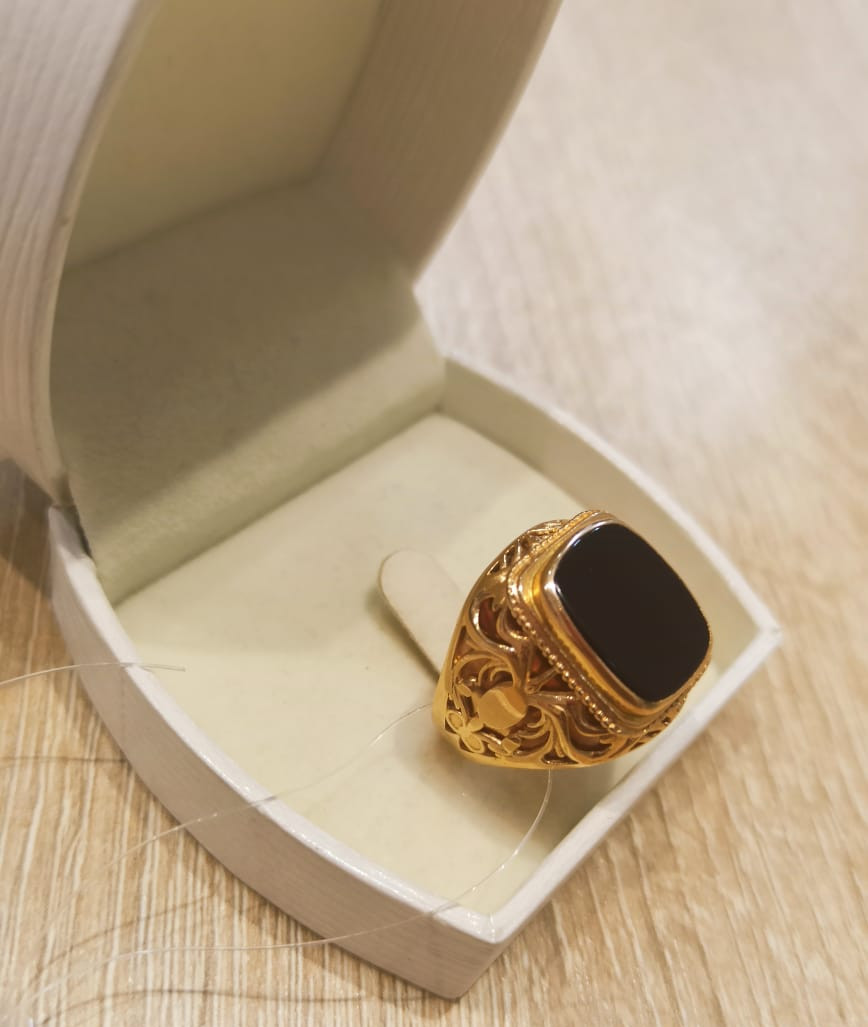 Мужское кольцо с ониксом / 20,5 размер ( пр. Абая 141 ) - фото 2 - id-p106985187