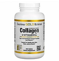 California Gold Nutrition, пептиды гидролизованного коллагена с витамином C, тип 1 и 3, 250 таблеток