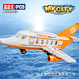 Конструктор My City XJ-855Е Аэропорт оранжевый Самолет 216 деталей., фото 2